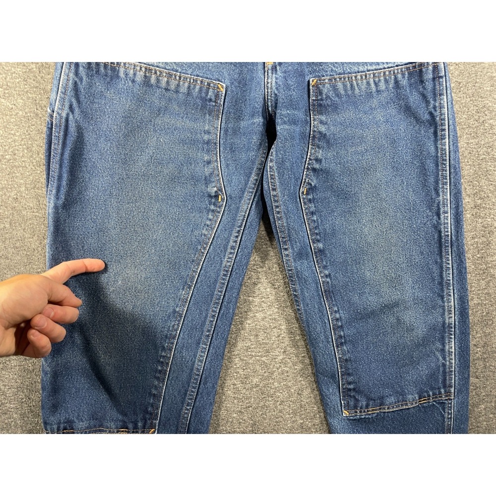 Vintage Prison Blues Double Knee Jeans 32x32 Made In USA Logger Distressed - Picture 3 of 16